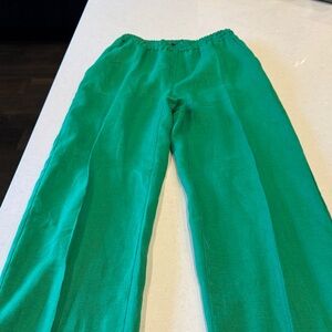Zara Women's Emerald Straight Leg Pants linen drawstring missing for the better,